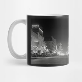 Downtown At Night, 1942. Vintage Photo Mug